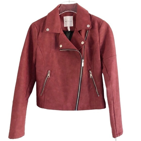 Avec Les Filles Faux Suede Moto Jacket XS Rust Red - Picture 5 of 16